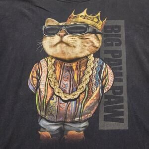 BIG PAW-PAW King Kitty Cat Spoof Notorious B.I.G. PAPA Rap T-Shirt Mens Size XL